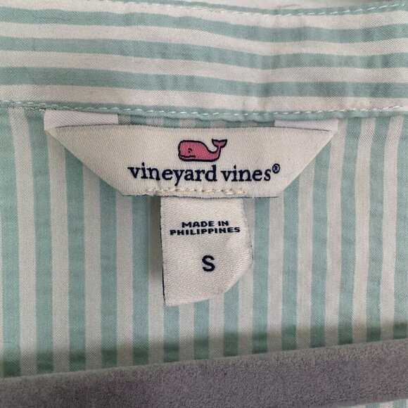 Vineyard Vines Seersucker Blue White Striped One Piece Romper Woman’s Sz Small - Picture 3 of 7